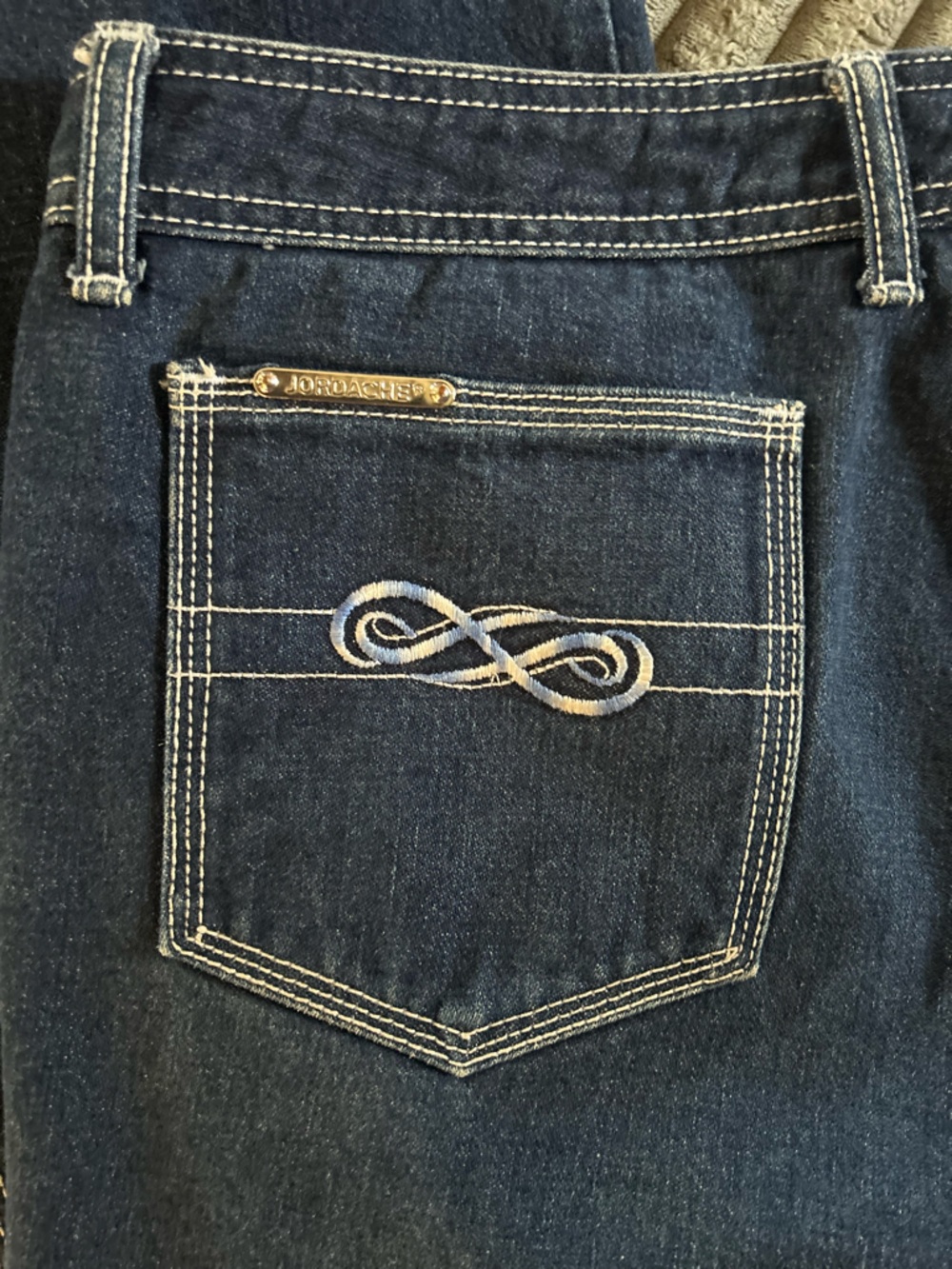 Vintage 80's Jordache Dark Denim Blue with Embroidered Pockets Size 36 - Picture 5 of 12